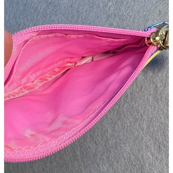 Lilly Pulitzer Zip ID Case Coin Pouch Card Holder Keychain Pink Blue Floral - Picture 5 of 8